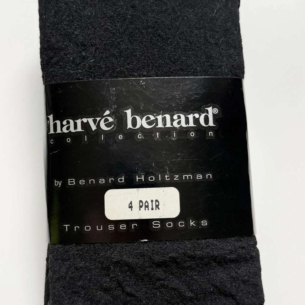 Harve Benard Trouser Socks 9-11 4 Pair‎ Pack Black Solid Pattern Mesh Neutral